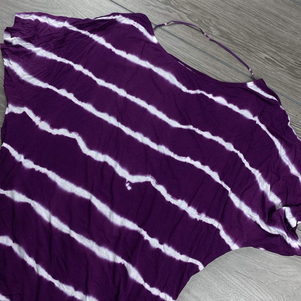 Michael Stars Women's The Original Tee Purple White Stripes One Size Fits Most